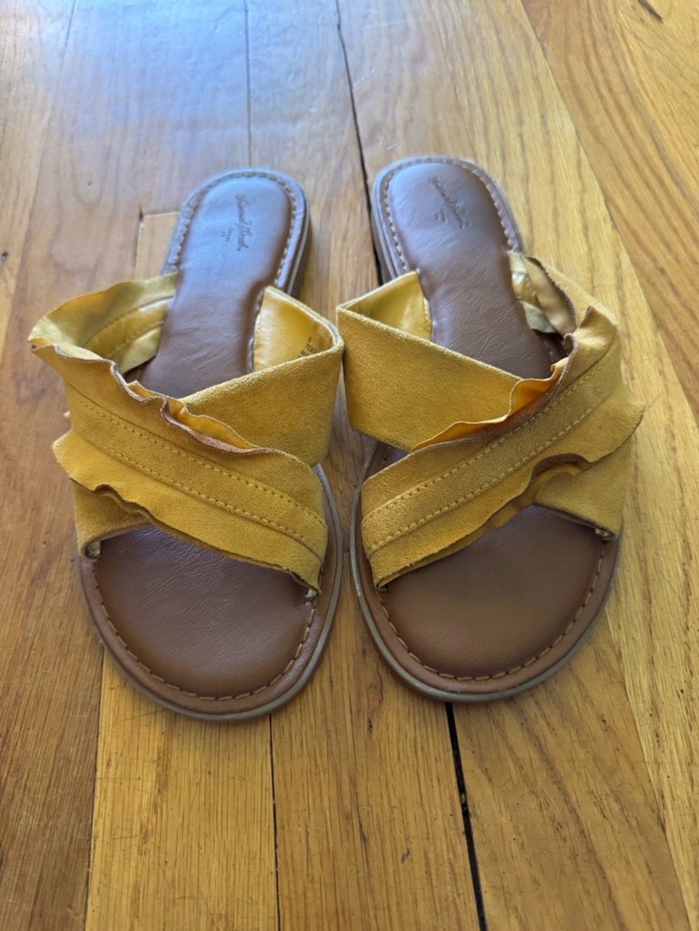 Women’s Yellow Ruffle Slide Sandals